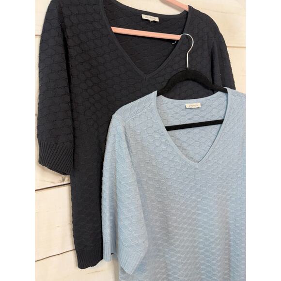 Lot of Two Ella Moss Size XXL Sweaters - Navy & Light Blue Solid Color Classic - Picture 9 of 9